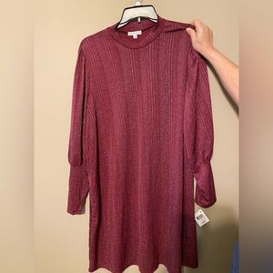 Ophelia Roe 1X Sparkly Burgundy Dress. NEVER WORN!